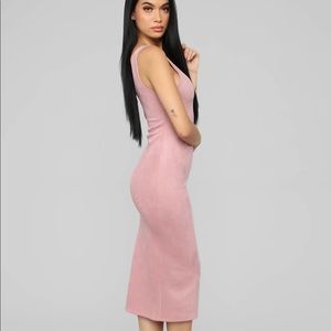 Fashion Nova Mauve Faux Suede Midi Dress